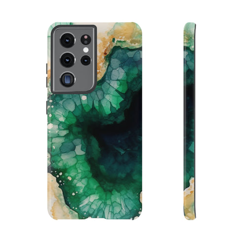 Green Geode in Watercolor - Impact Resistant Phone Case Samsung Galaxy S21 Ultra Glossy